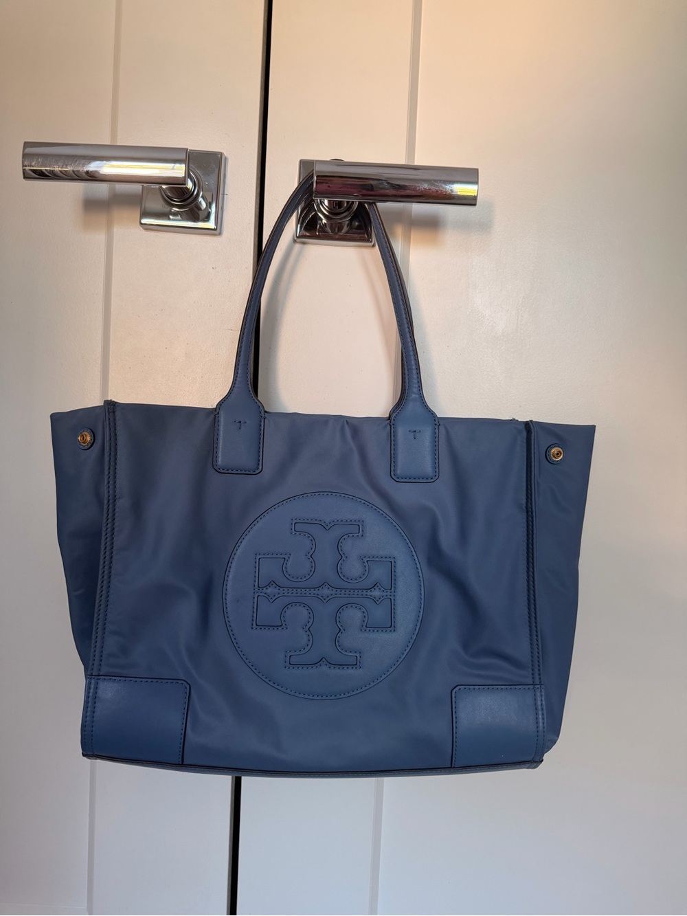 Tory Burch Baby Blue Logo Tote Bag